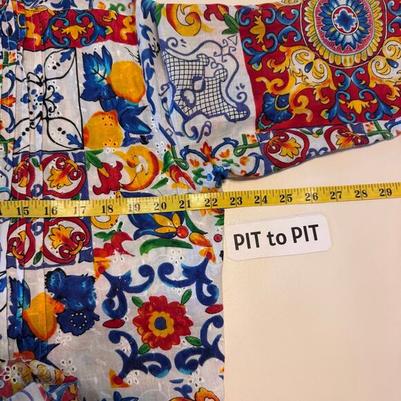 Colori di Mare Colorful Eyelet Tunic Caftan Dress Boho Artwear Resort Retro sz S - Picture 6 of 10